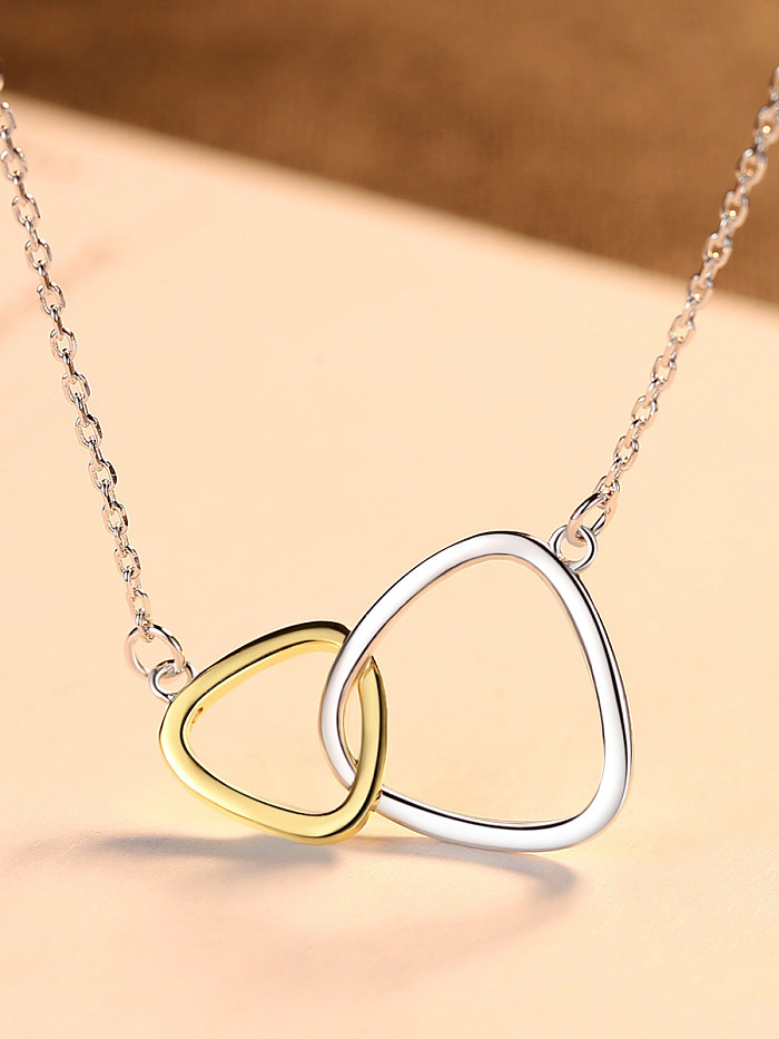 Sterling silver triangular double ring necklace