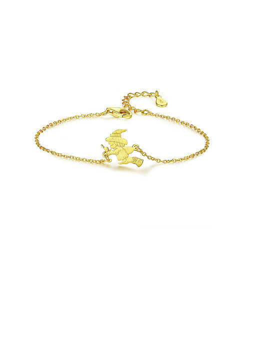 Argent sterling 925 avec bracelets de père Noël simplistes plaqués or