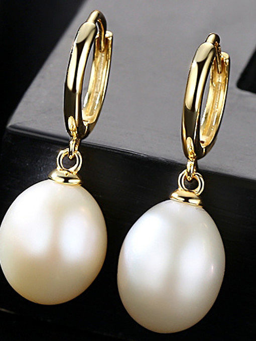 Pure silver 10-11mm natural pearl gold ear buckle