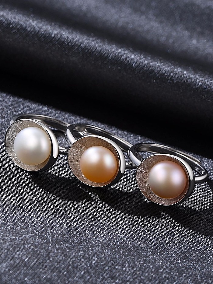 Anillo de plata de ley de 9-9.5 mm con perlas naturales, tamaño libre
