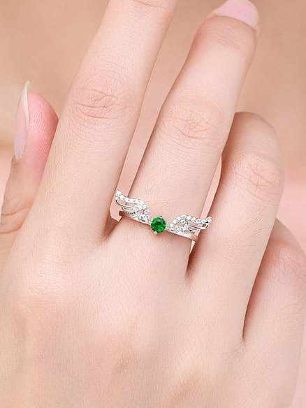 925 Sterling Silver Cubic Zirconia Wing Classic Band Ring