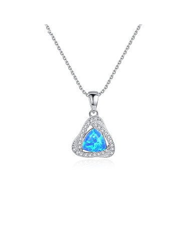 925 Sterling Silver With White Gold Plated Simplistic Triangle Necklaces