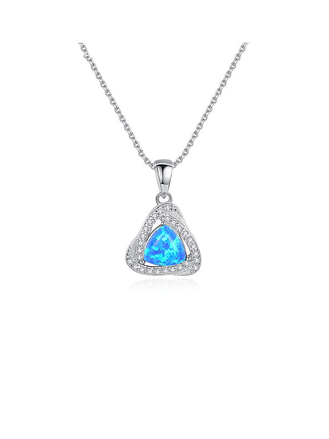 925 Sterling Silver With White Gold Plated Simplistic Triangle Necklaces