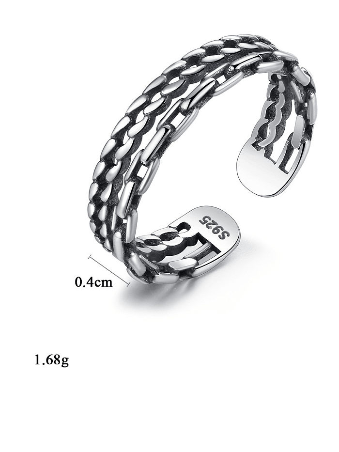 925 Sterling Silver Vintage fashion fine twist rope woven Stackable Ring