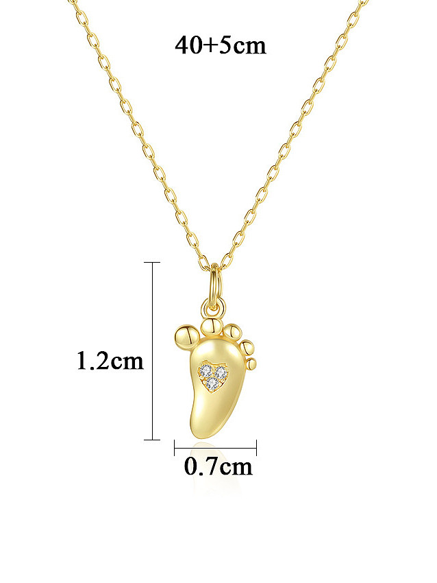 925 Sterling Silver With Cubic Zirconia Simplistic Feet Necklaces