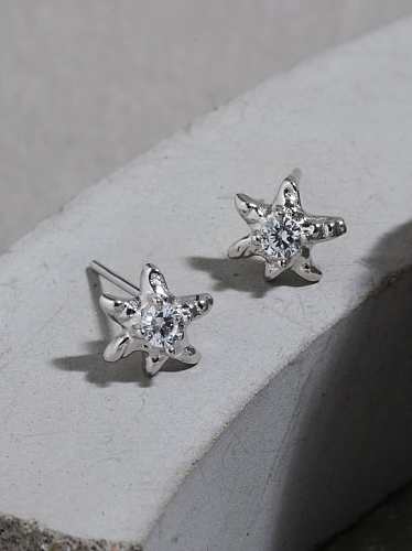 Boucles d'oreilles minimalistes en forme d'étoile avec strass en argent sterling 925