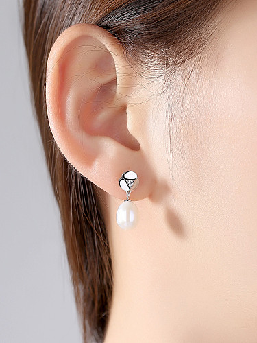 Boucles d'oreilles en perles naturelles 7-8 mm en argent sterling