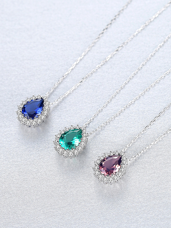 925 Sterling Silver With Cubic Zirconia Luxury Water Drop Necklaces