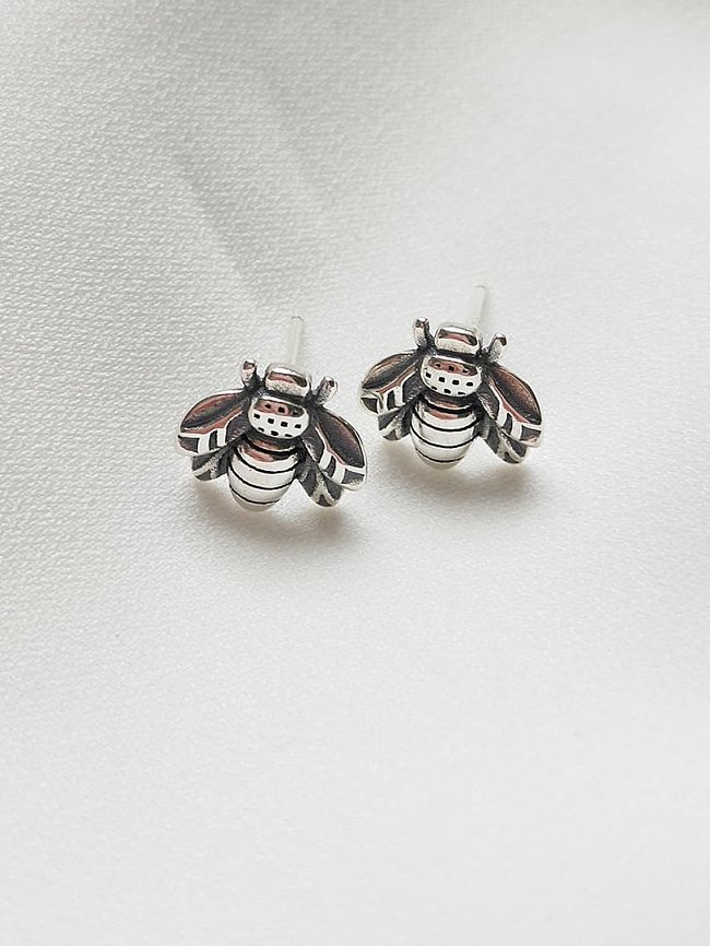 925 Sterling Silver Rhinestone Vintage bee study Earring