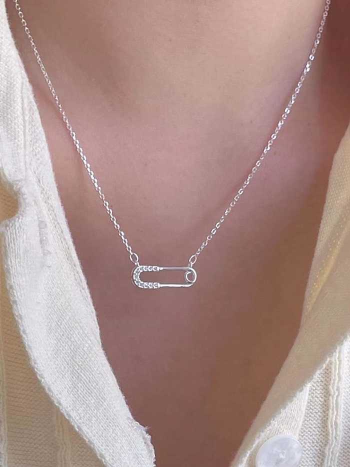 Collier vintage géométrique en argent sterling 925 avec oxyde de zirconium