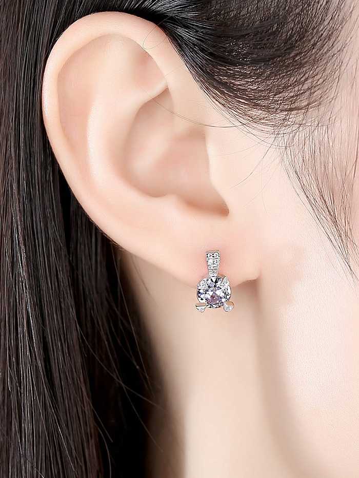 925 Sterling Silver Cubic Zirconia Geometric Statement Stud Earring