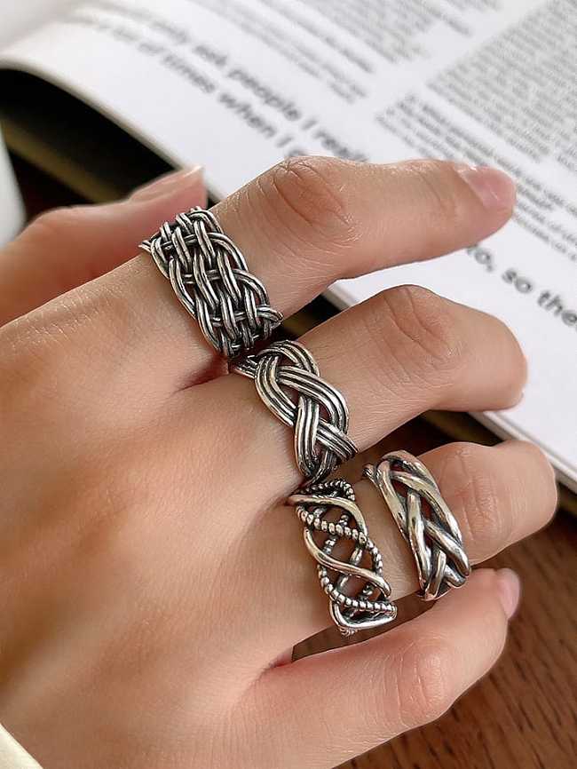925 Sterling Silver Geometric Vintage Band Ring
