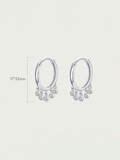 925 Sterling Silver Rhinestone Geometric Minimalist Huggie Earring