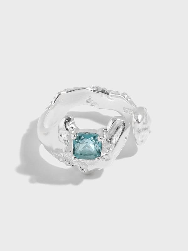 925 Sterling Silver Cubic Zirconia Irregular Vintage Band Ring