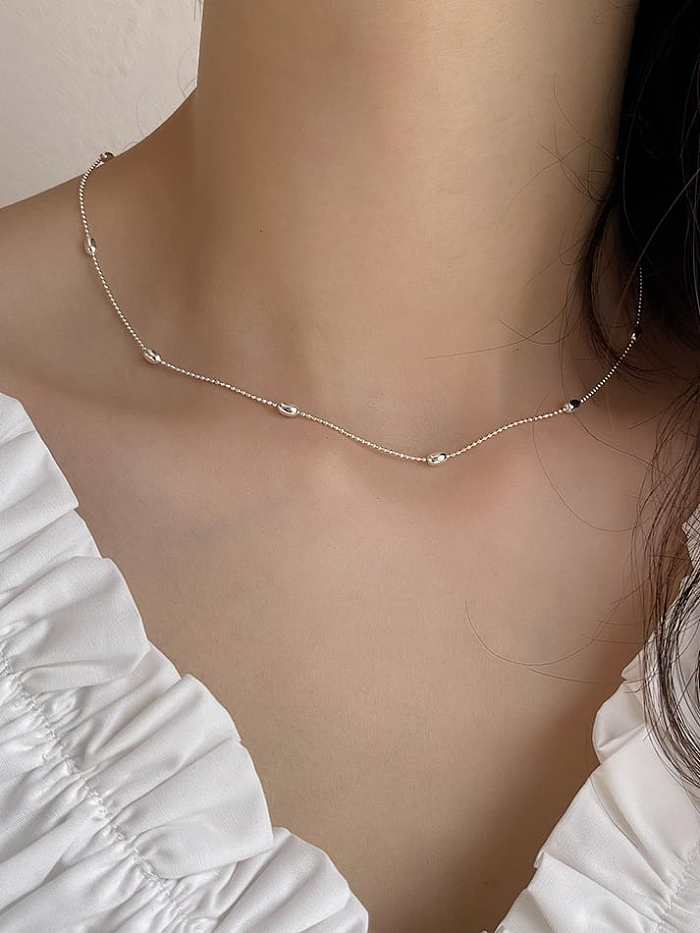 925 Sterling Silver Bead Round Minimalist Necklace