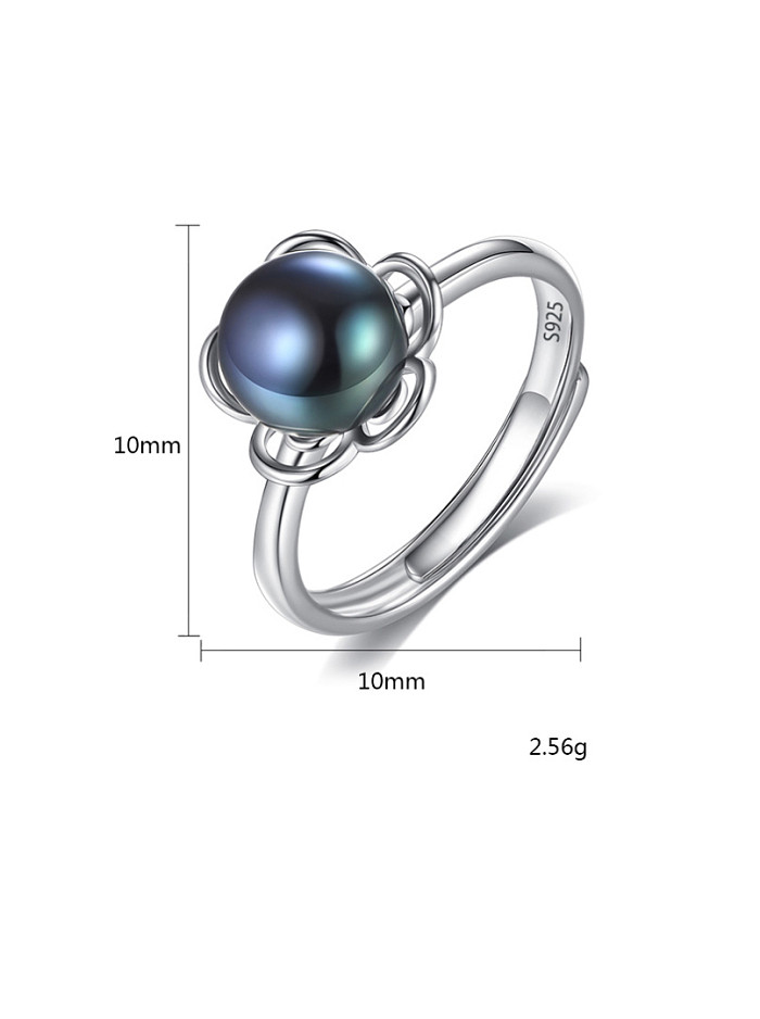 Sterling Silver 9-9.5mm natural pearls free size ring