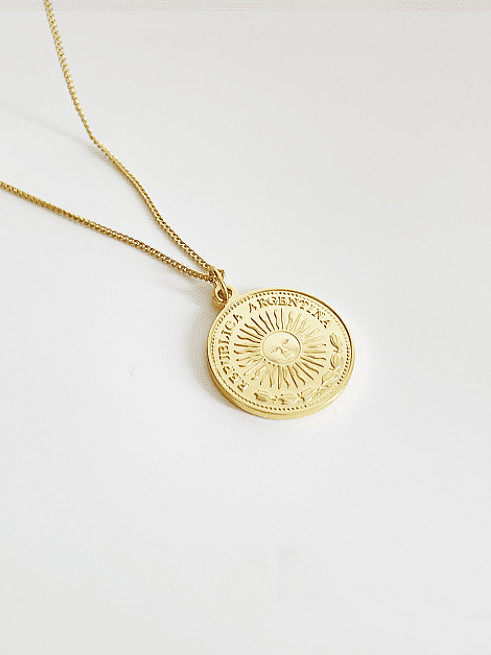 Sterling silver golden portrait coin necklace