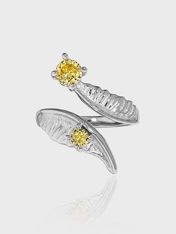 925 Sterling Silver Cubic Zirconia Leaf Minimalist Band Ring
