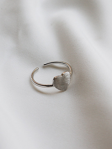 Sterling silver brushed love free size ring