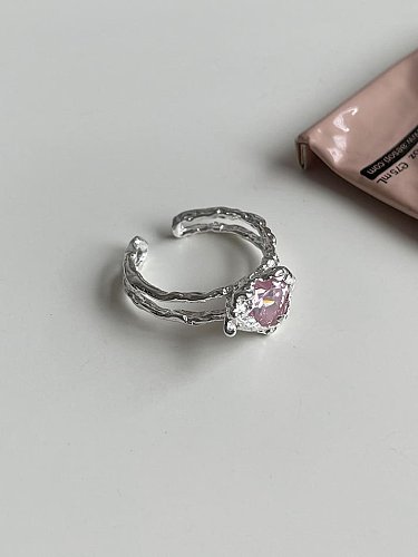 925 Sterling Silver Cubic Zirconia Geometric Vintage Band Ring