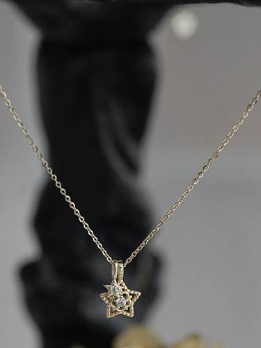 925 Sterling Silver Rhinestone Star Dainty Necklace