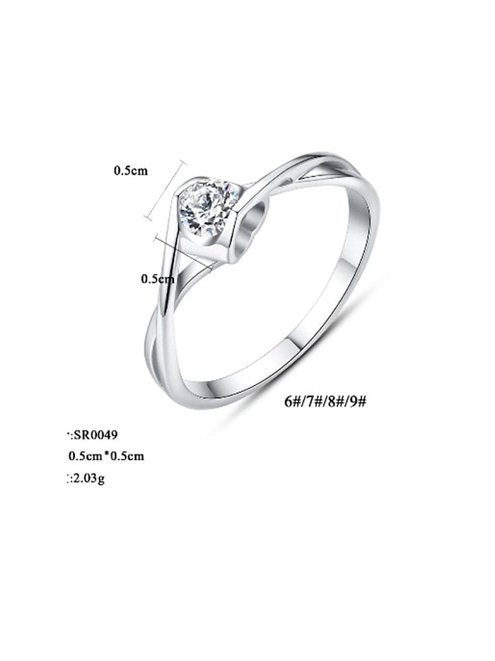 925 Sterling Silver Cubic Zirconia White Irregular Classic Band Ring