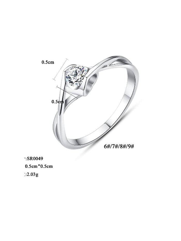 925 Sterling Silver Cubic Zirconia White Irregular Classic Band Ring