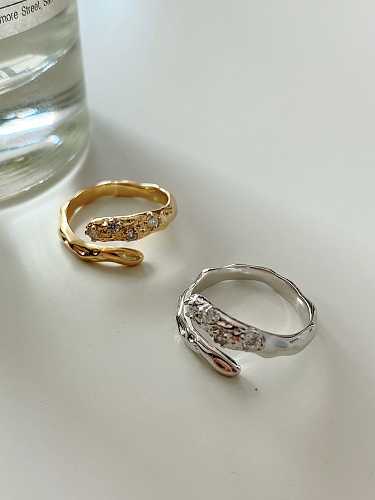 Unregelmäßiger Diamantring aus 925er Sterlingsilber. Vintage-Ring in freier Größe