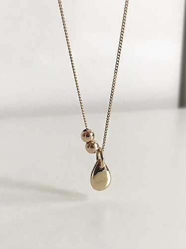 925 Sterling Silver Retro glossy water drop pendant Necklace
