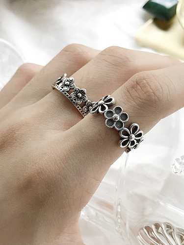 925 Sterling Silver Vintage Hollow Flower free size Ring
