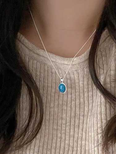 925 Sterling Silver Turquoise Geometric Minimalist Necklace