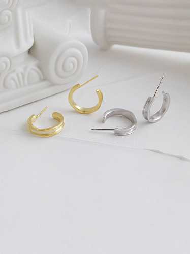 925 Sterling Silver With Gold Plated Simplistic Geometric Stud Earrings