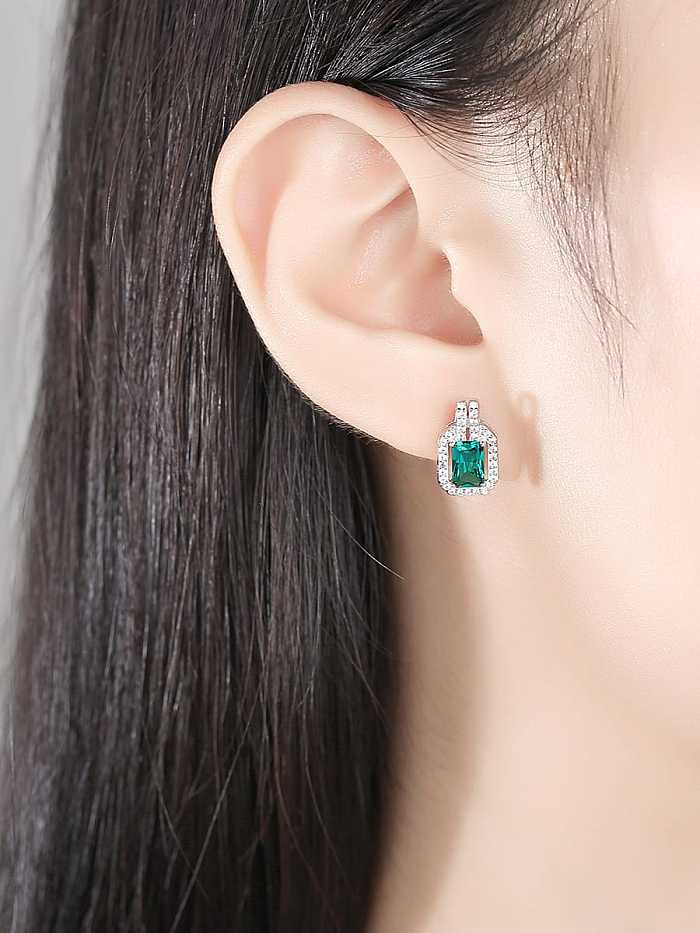 925 Sterling Silver Cubic Zirconia Geometric Dainty Stud Earring