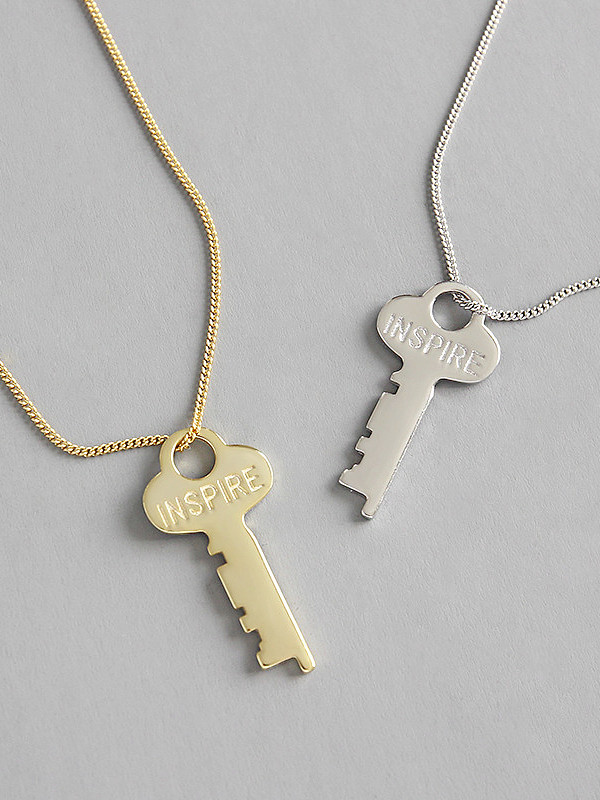 925 Sterling Silver With 18k Gold Plated Classic Key Necklaces
