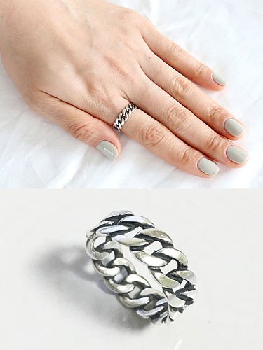 925 Sterling Silver Chain style free size Ring