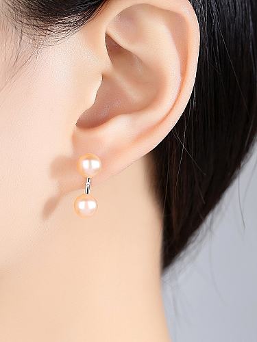 Boucles d'oreilles perle d'eau douce naturelle 7-8mm en argent sterling