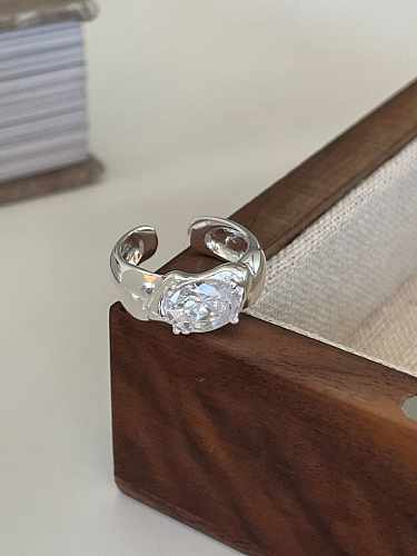 Anel de banda vintage geométrico zircônia cúbica de prata esterlina 925
