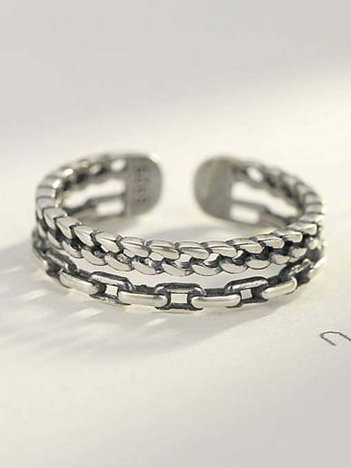 925 Sterling Silver Vintage fashion fine twist rope woven Stackable Ring