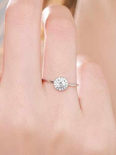 925 Sterling Silver Cubic Zirconia Round Dainty Band Ring