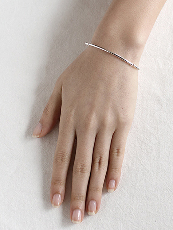 925 Sterling Silver With Platinum Plated Simplistic Beads tube Bracelets