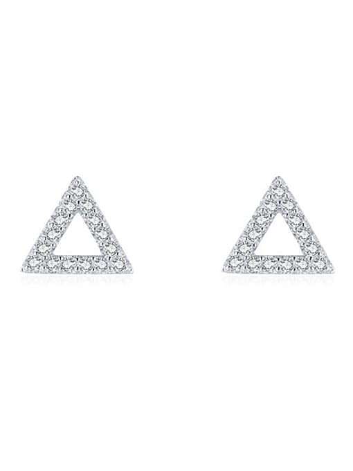 Boucles d'Oreilles Goujon Géométrie Minimaliste Coeur Zircon Cubique Argent Sterling 925
