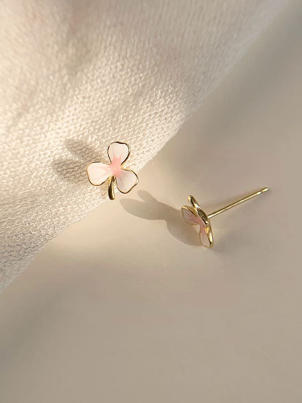 Ohrstecker aus 925er Sterlingsilber mit weißer Emaille und Blume