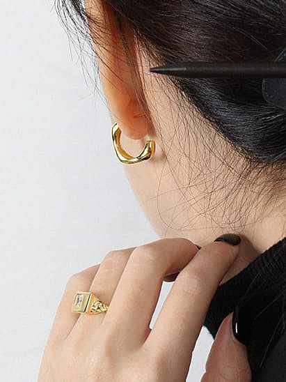 925 Sterling Silver Geometric Minimalist C Shape Stud Earring
