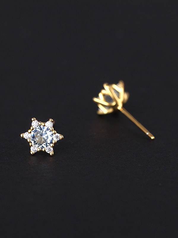 925 Sterling Silver Cubic Zirconia Star Dainty Stud Earring