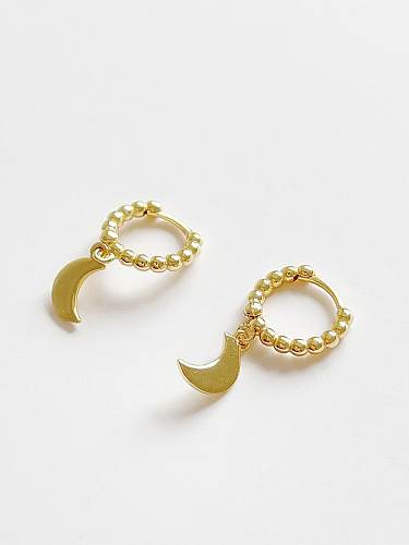 Boucles d'oreilles vintage Huggie perle lune en argent sterling 925