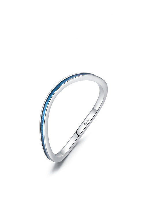 925 Sterling Silver Enamel Geometric Minimalist Band Ring
