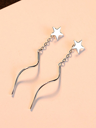 Sterling silver fashion pentagonal hook earrings