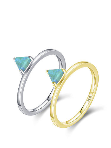 Bague minimaliste en argent sterling 925 avec triangle opale