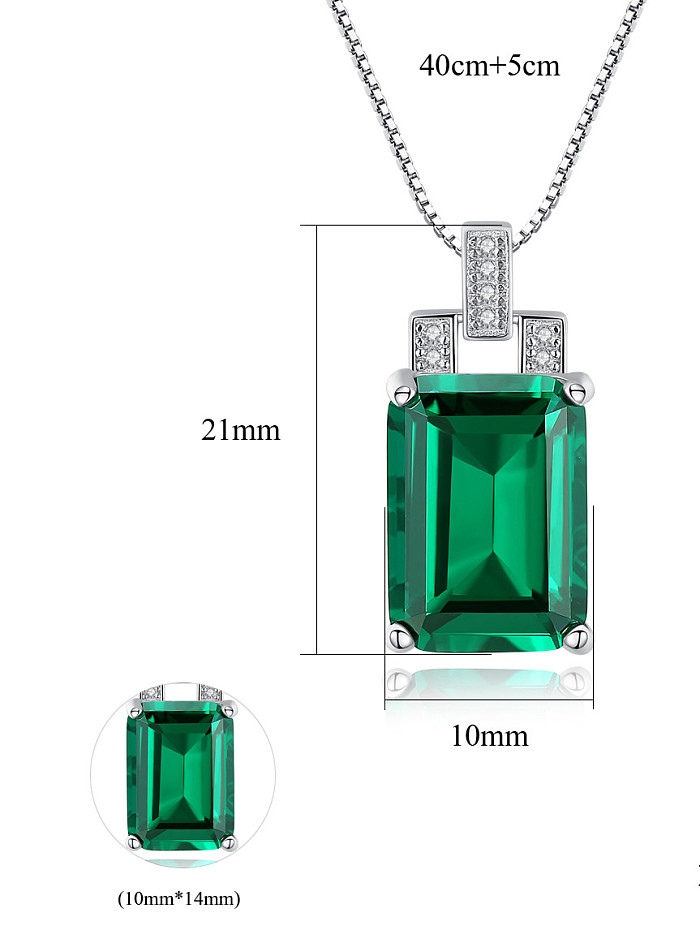 Sterling Silver Green Blue Pendant Natural Gemstone Necklace