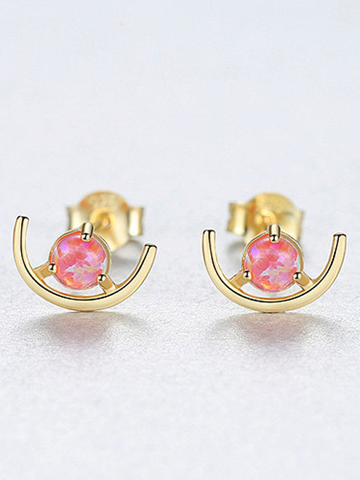 925 Sterling Silver With Gold Plated Cute Geometric Stud Earrings